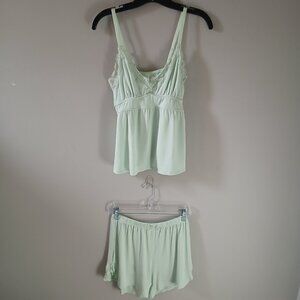 Knix‎ Pajama Set Size Medium Mint Green Lace Cami and Shorts